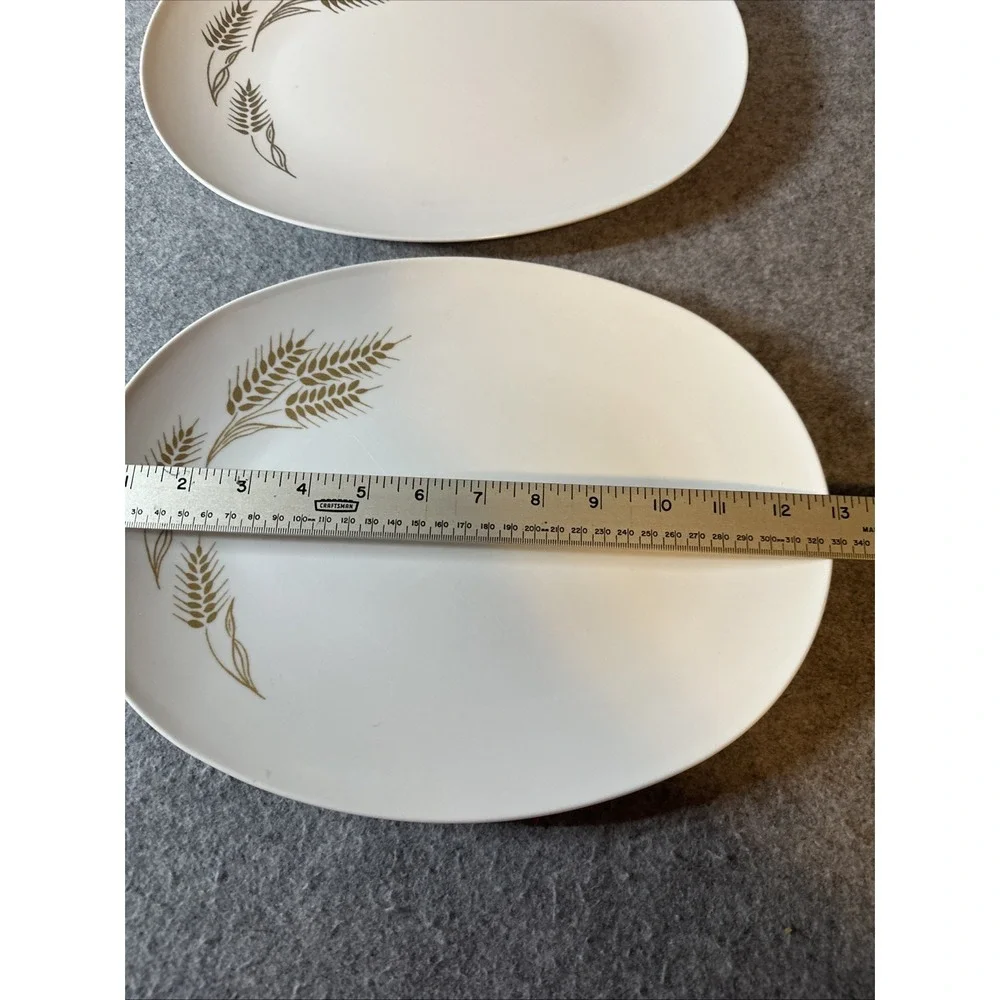 Set‎ of 2 Vintage Apollo ware Melamine Melmac Wheat Pattern Oval Platters MCM